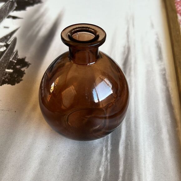 Mini Brown See Through Vase, 4 Inches Tall Single Flower Stem Vase - Picture 2 of 3